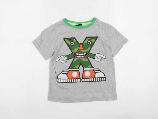 NEXT Boys Grey Cotton Pullover T-Shirt Size 5 Years Round Neck Pullover