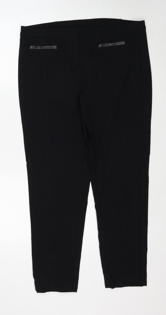 Bonmarché Womens Black Viscose Trousers Size 16 Regular Zip