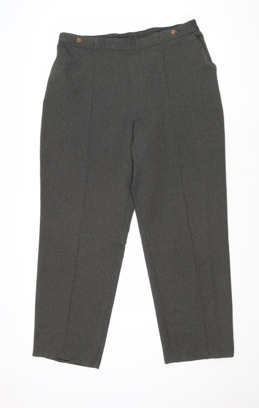 Marks and Spencer Womens Grey Polyester Carrot Trousers Size 16 Regular