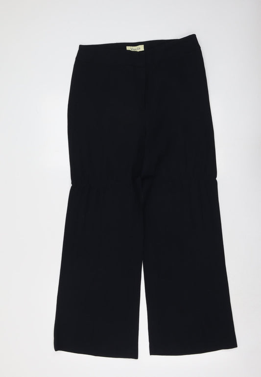 Viyella Womens Blue Polyester Trousers Size 12 L27 in Regular Button