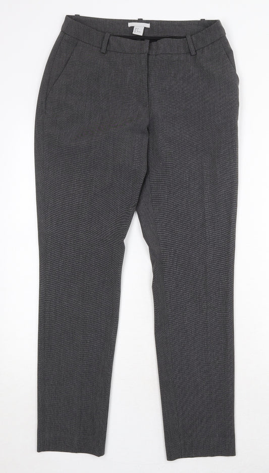 H&M Womens Grey Polyester Chino Trousers Size 8 Regular Zip