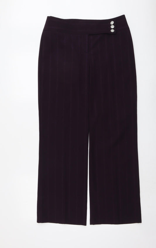 M&Co Womens Purple Polyester Trousers Size 12 L30 in Regular Button