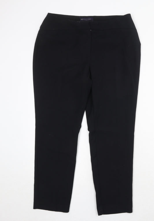 Marks and Spencer Womens Black Polyacrylate Fibre Trousers Size 12 Regular Zip