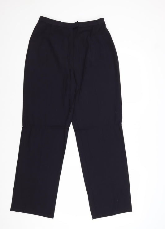Marks and Spencer Womens Blue Wool Trousers Size 12 Regular Zip
