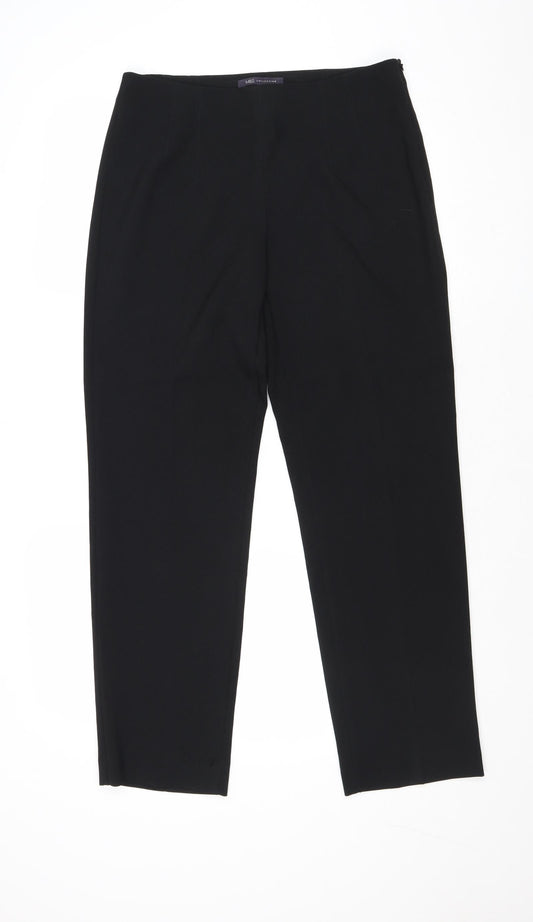 Marks and Spencer Womens Black Polyester Trousers Size 10 Regular Zip