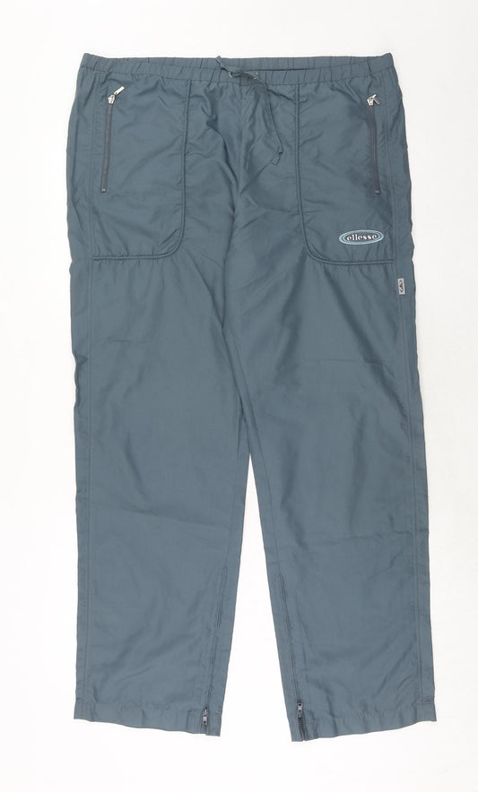 ellesse Womens Blue Polyester Jogger Trousers Size 12 Regular Drawstring - Zipped Pockets