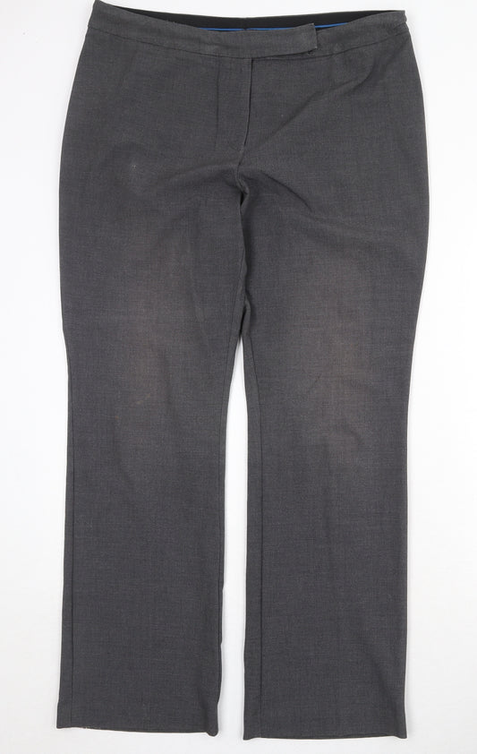 Marks and Spencer Womens Grey Polyester Trousers Size 16 Regular Zip