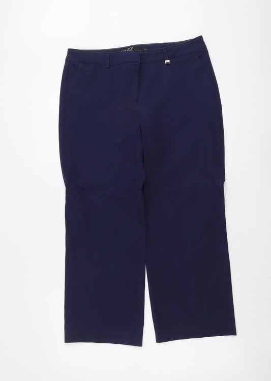 NEXT Womens Blue Cotton Trousers Size 12 L25 in Slim Button