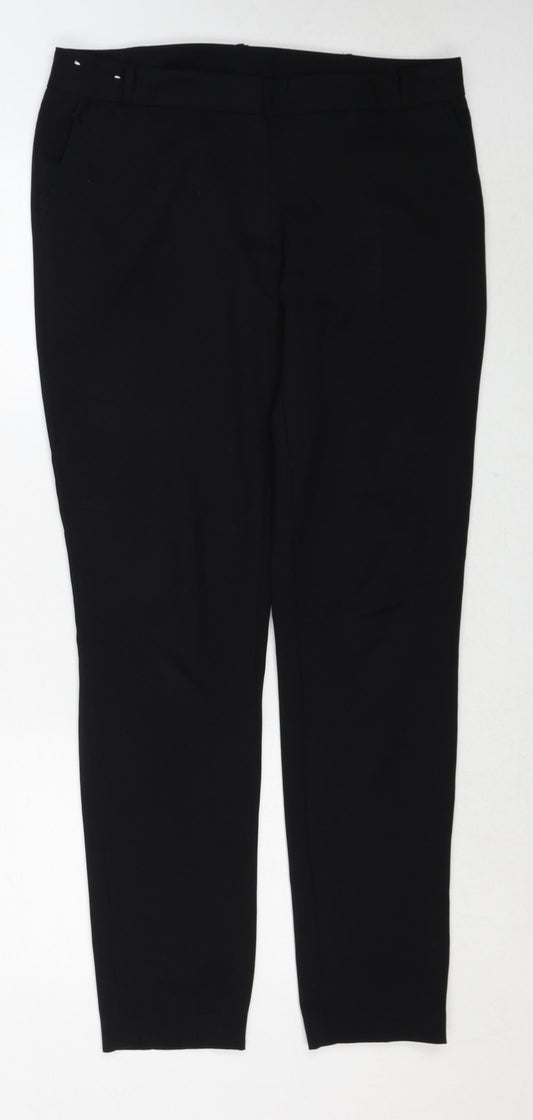 New Look Womens Black Polyester Trousers Size 12 Regular Zip