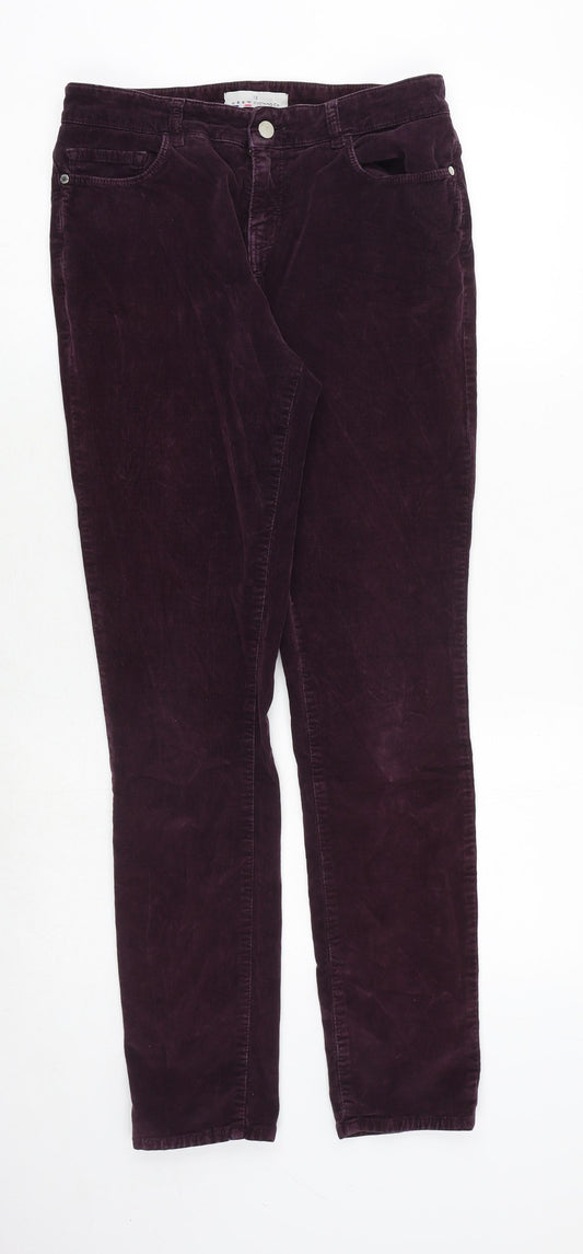 Crew Clothing Womens Purple Cotton Trousers Size 12 Regular Zip