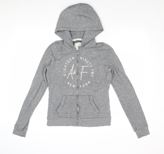 Abercrombie & Fitch Womens Grey Cotton Full Zip Hoodie Size M Zip