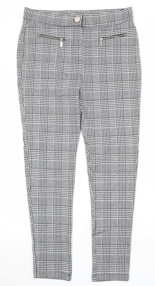 Select Womens Black Geometric Polyester Trousers Size 12 Regular Zip