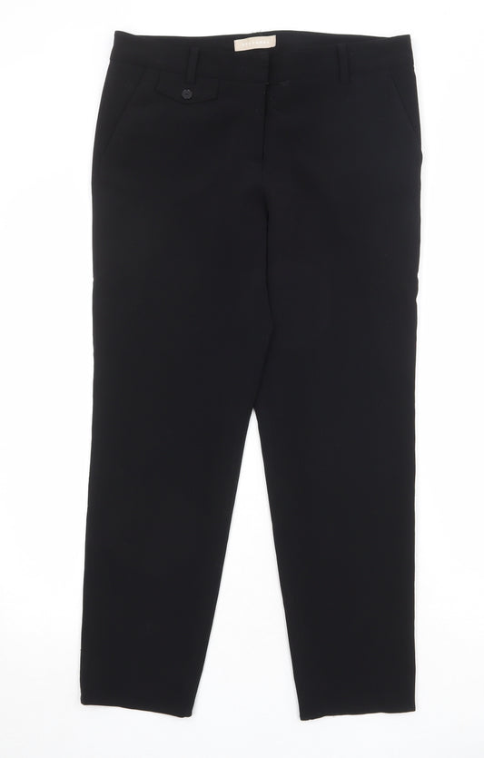 Stefanel Womens Black Polyester Trousers Size 12 Regular Zip