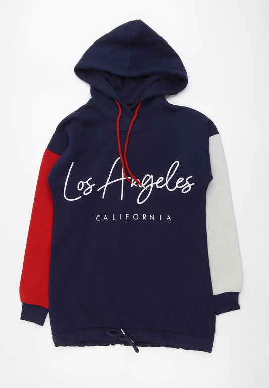 Genetic Apparel Womens Blue Colourblock Cotton Pullover Hoodie Size XS Pullover - Los Angeles California