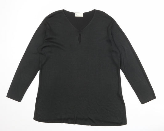 BHS Womens Black V-Neck Acrylic Pullover Jumper Size 12