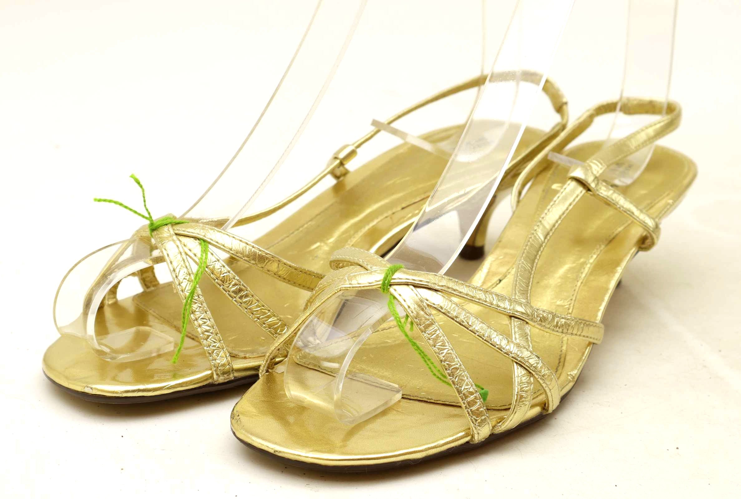 Marks Spencer Womens UK Size 5.5 Gold Sandals Preworn Ltd