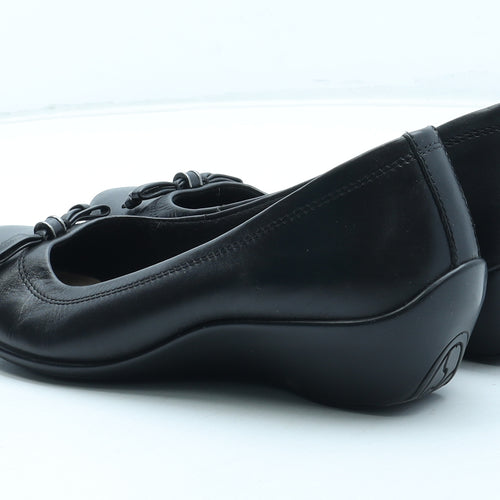 FootGlove Womens Black Leather Slip On Flat UK