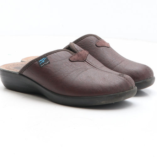 Fly Flot Womens Brown Leather Slider Sandal UK