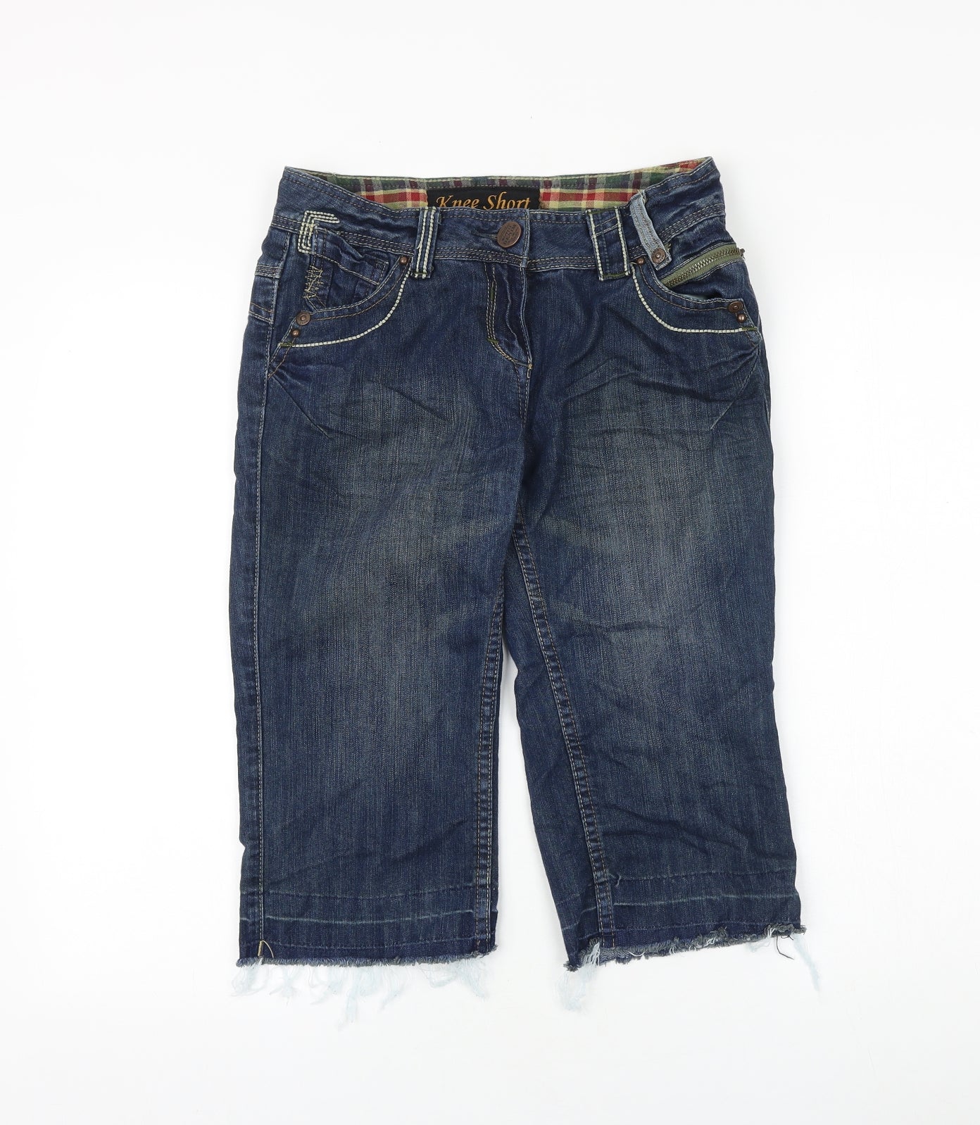 NEXT Womens Blue Cotton Cropped Jeans Size 8 Regular Zip