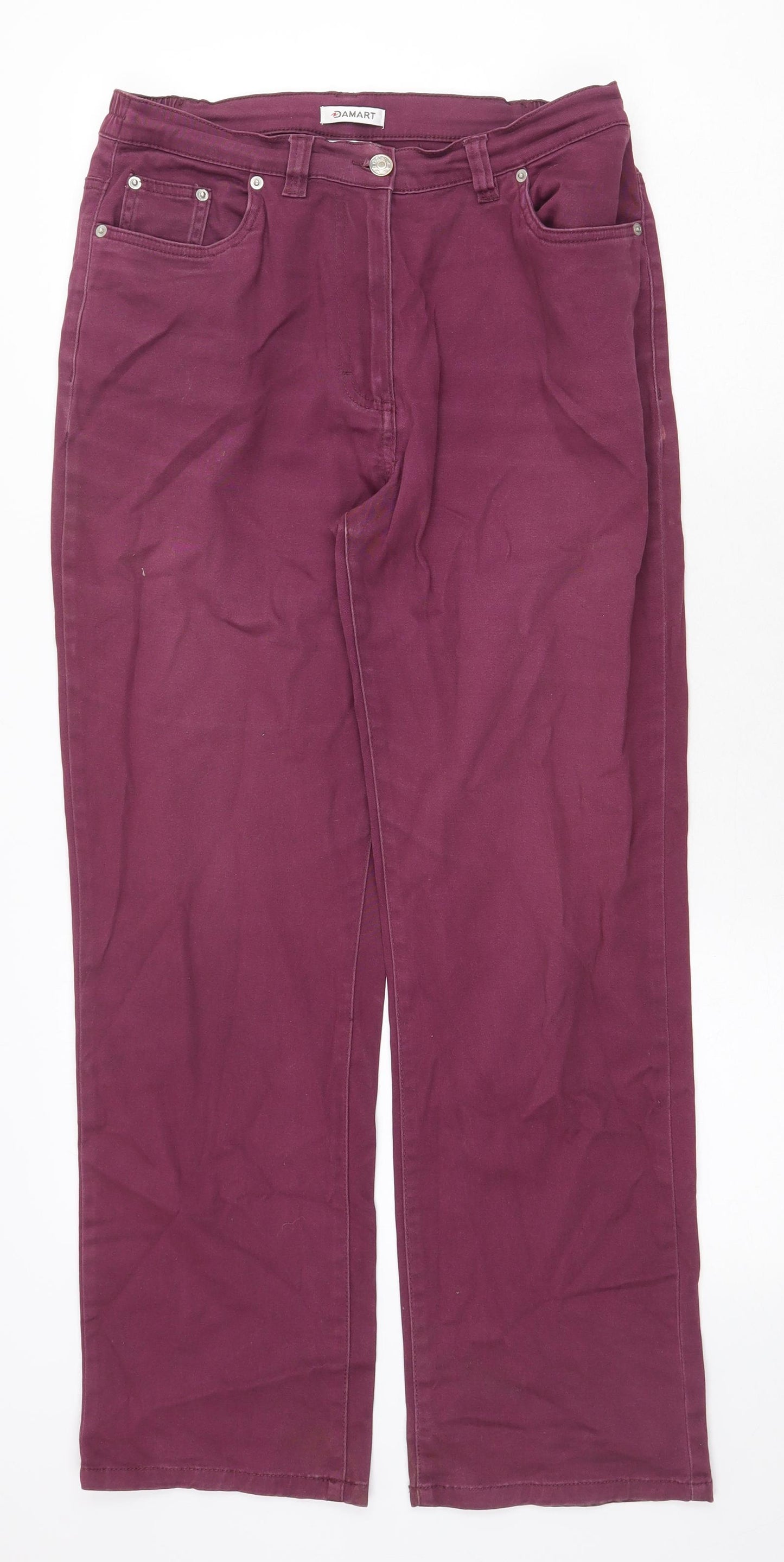 Damart Womens Purple Cotton Straight Jeans Size 12 Regular Zip
