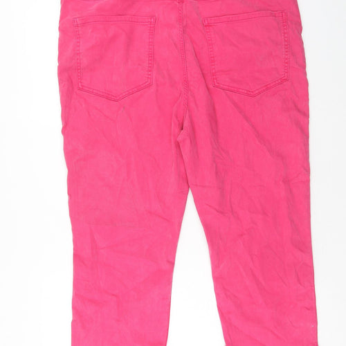 Marks and Spencer Womens Pink Cotton Capri Jeans Size 20 Regular Zip