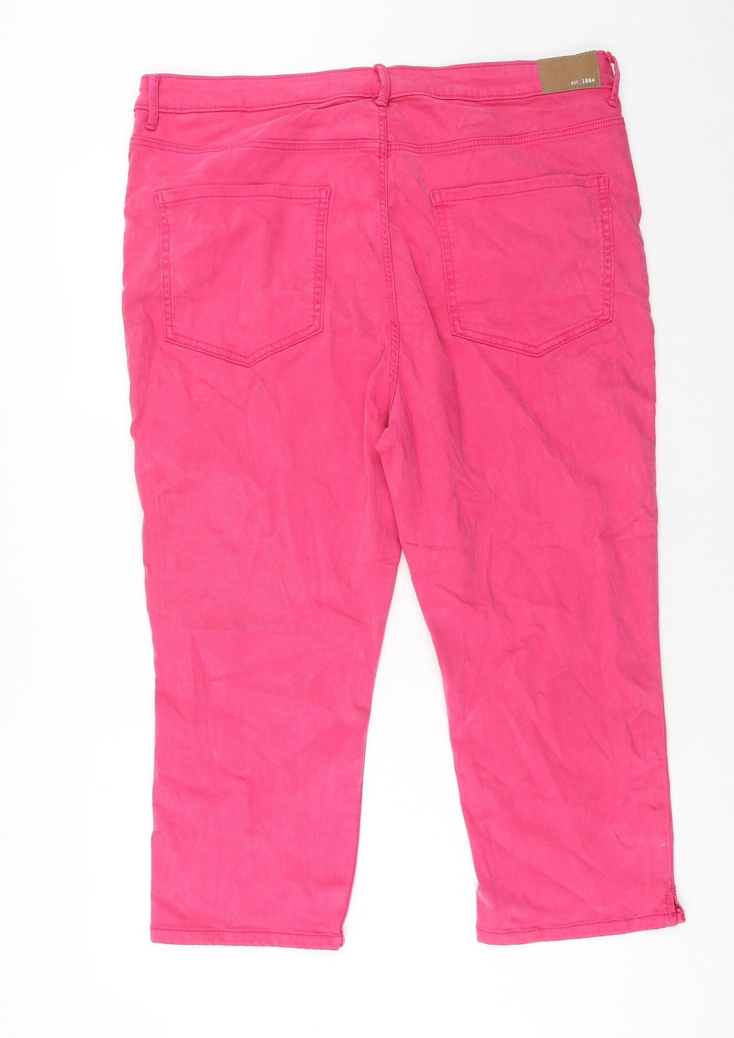 Marks and Spencer Womens Pink Cotton Capri Jeans Size 20 Regular Zip