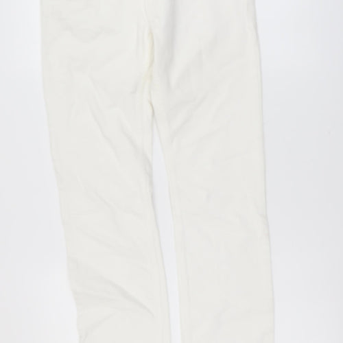 Marks and Spencer Womens Ivory Cotton Straight Jeans Size 10 L29 in Regular Button