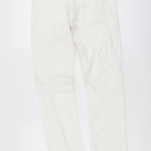 Marks and Spencer Womens Ivory Cotton Straight Jeans Size 10 L29 in Regular Button