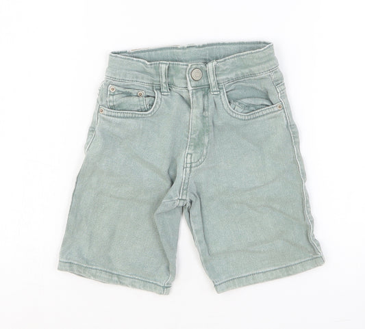 Zara Boys Green Cotton Bermuda Shorts Size 5-6 Years Regular Zip