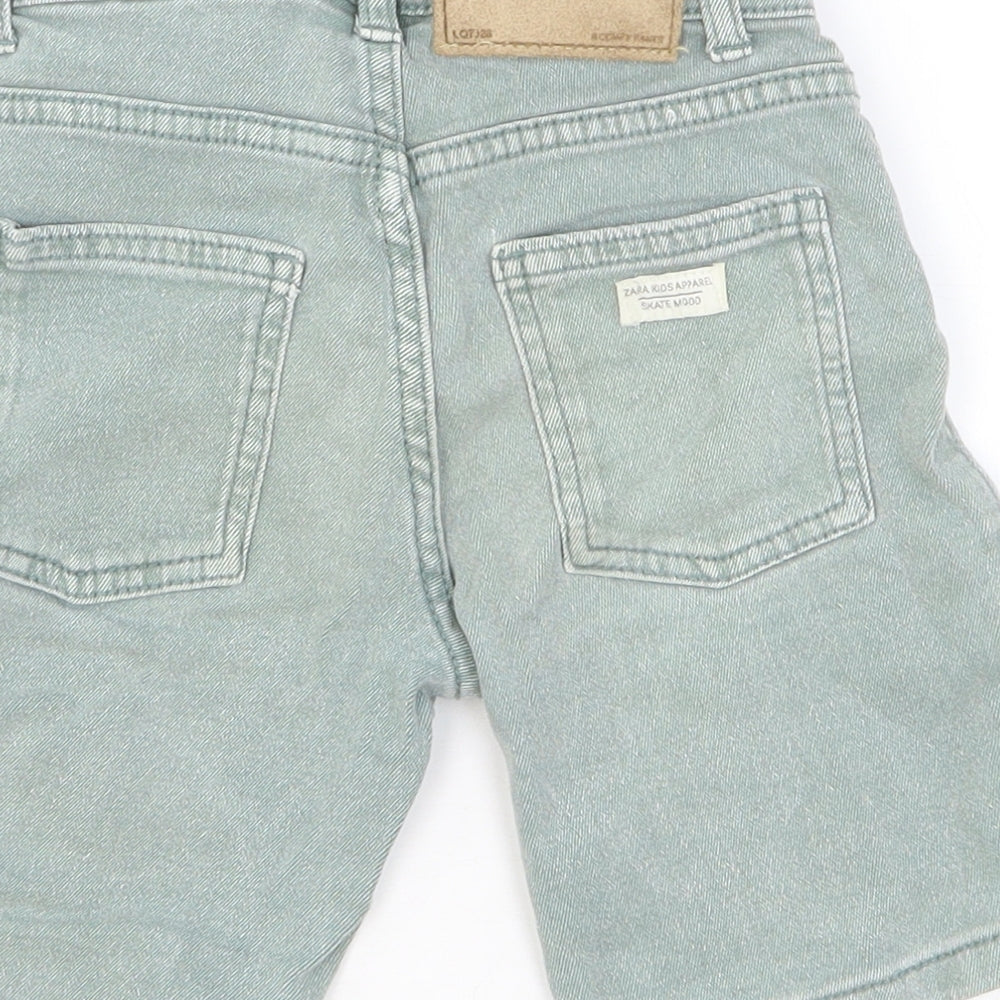 Zara Boys Green Cotton Bermuda Shorts Size 5-6 Years Regular Zip