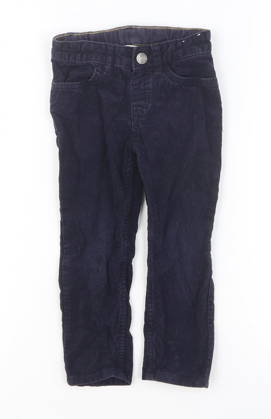 H&M Girls Blue Cotton Chino Trousers Size 2-3 Years Regular Button