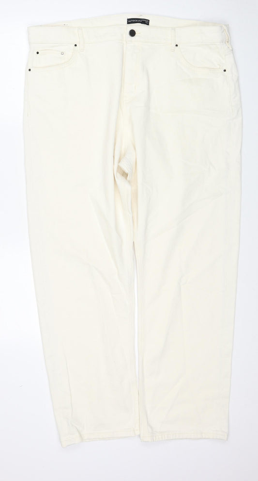 Autograph Womens Ivory Cotton Straight Jeans Size 22 Regular Zip