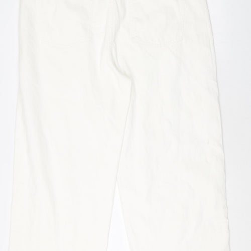 Marks and Spencer Womens White Cotton Wide-Leg Jeans Size 20 Regular Zip