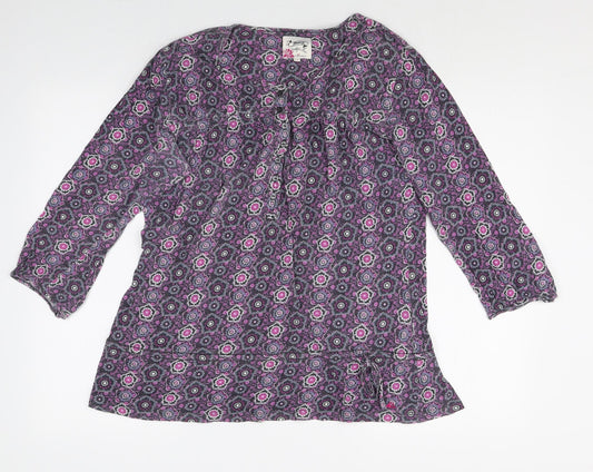 MANTARAY Womens Multicoloured Floral 100% Cotton Basic T-Shirt Size 16 Round Neck