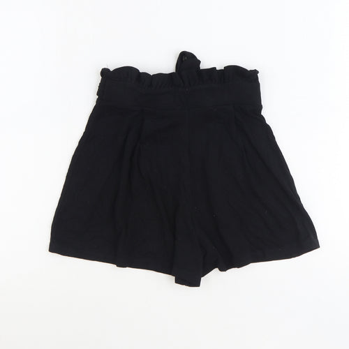 ASOS Womens Black Polyester Basic Shorts Size 6 Regular Tie - Belted