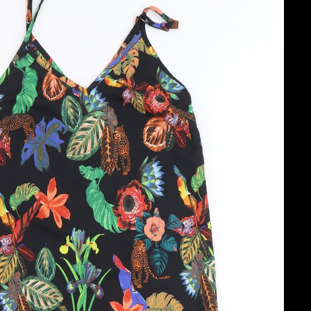 ASOS Womens Multicoloured Geometric Viscose Shift Size 8 Sweetheart Pullover - Jaguar Plant Print
