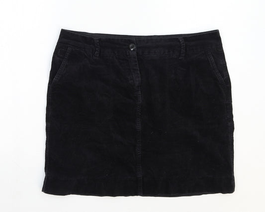 Marks and Spencer Womens Black Cotton Mini Skirt Size 12 Zip