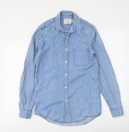 Topman Womens Blue Cotton Basic Button-Up Size XS Collared