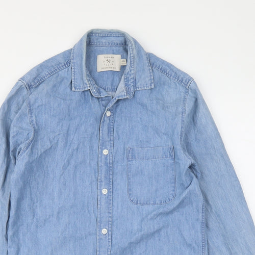 Topman Womens Blue Cotton Basic Button-Up Size XS Collared