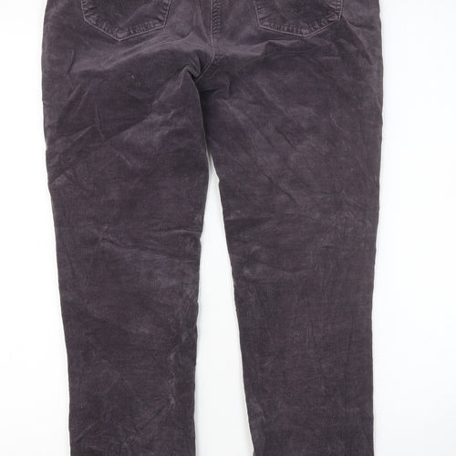 Moda Womens Purple Cotton Trousers Size 10 Regular Button - Embroidered Detail
