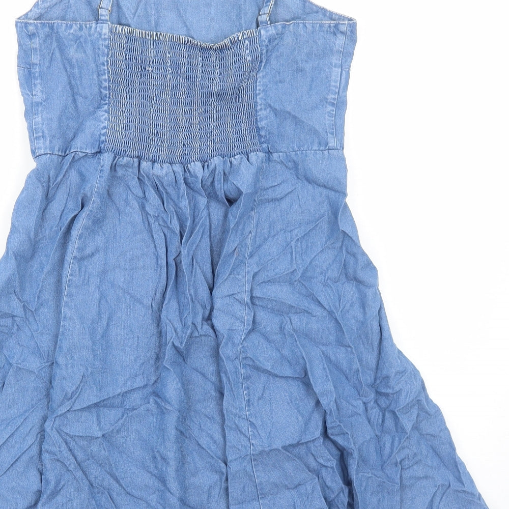 Gap Womens Blue Cotton Slip Dress Size S Square Neck Pullover