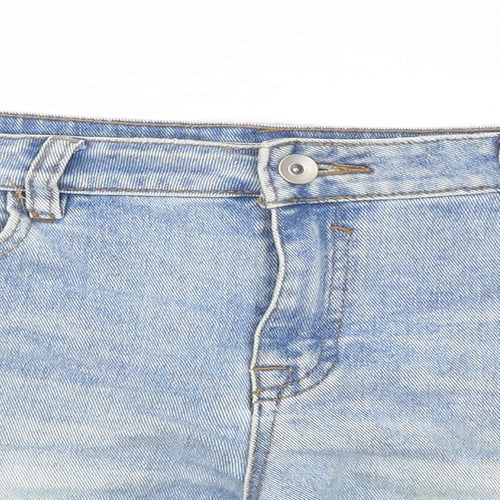 George Womens Blue Cotton Boyfriend Shorts Size 12 Regular Zip - Raw Hems