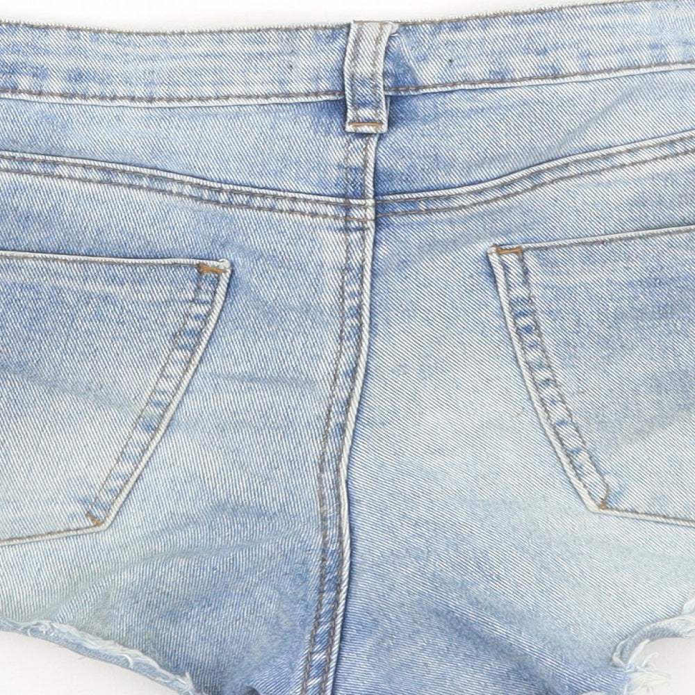 George Womens Blue Cotton Boyfriend Shorts Size 12 Regular Zip - Raw Hems