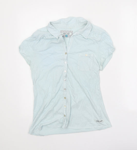 White Stuff Womens Blue 100% Cotton Basic Button-Up Size 10 Collared