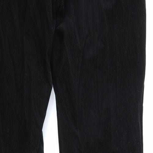 Marks and Spencer Womens Black Cotton Chino Trousers Size 14 Regular Zip