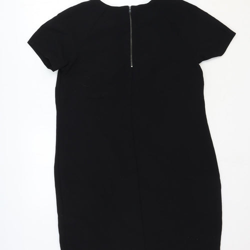Papaya Womens Black Polyester Pencil Dress Size 12 Crew Neck Zip