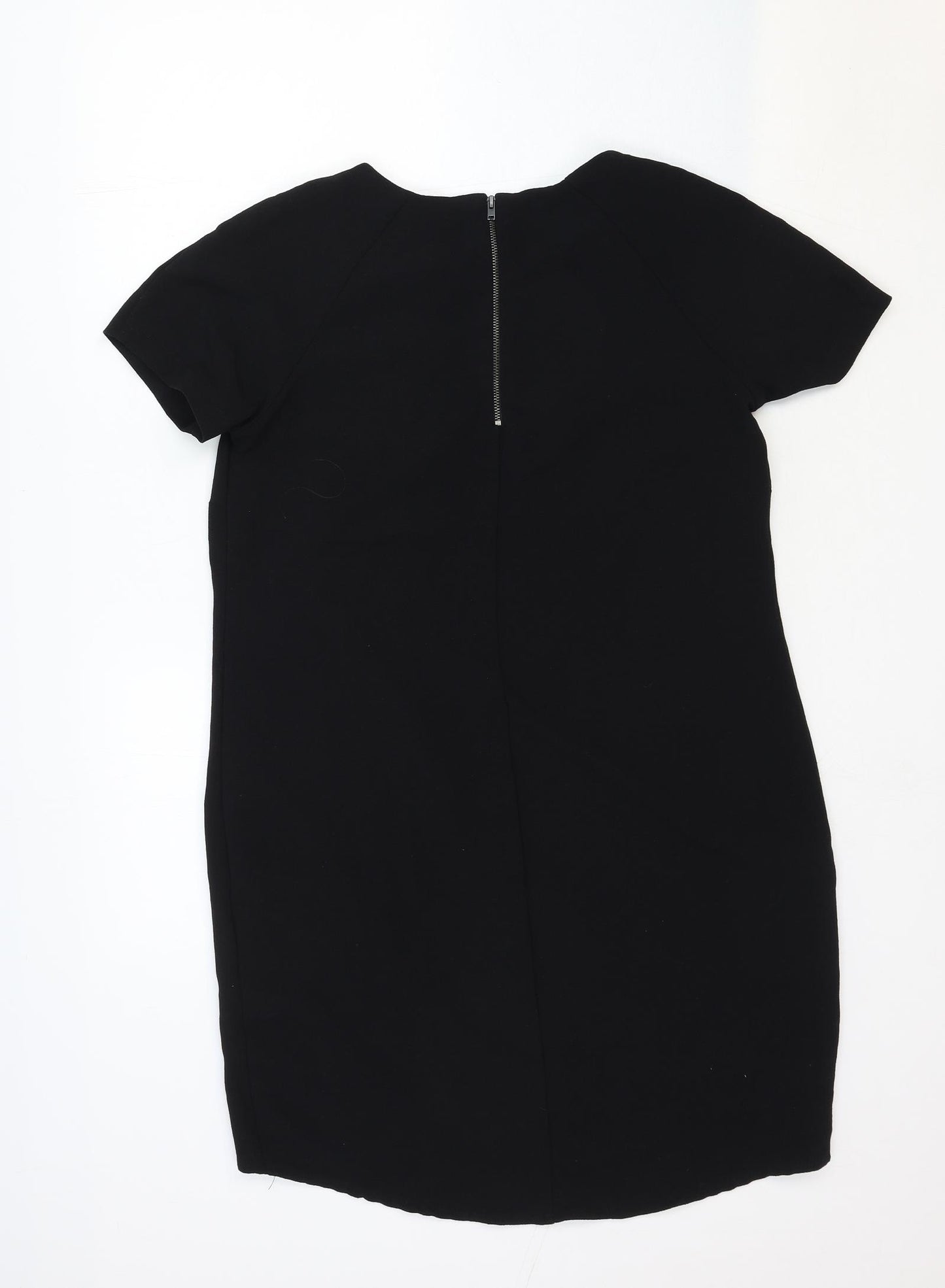 Papaya Womens Black Polyester Pencil Dress Size 12 Crew Neck Zip