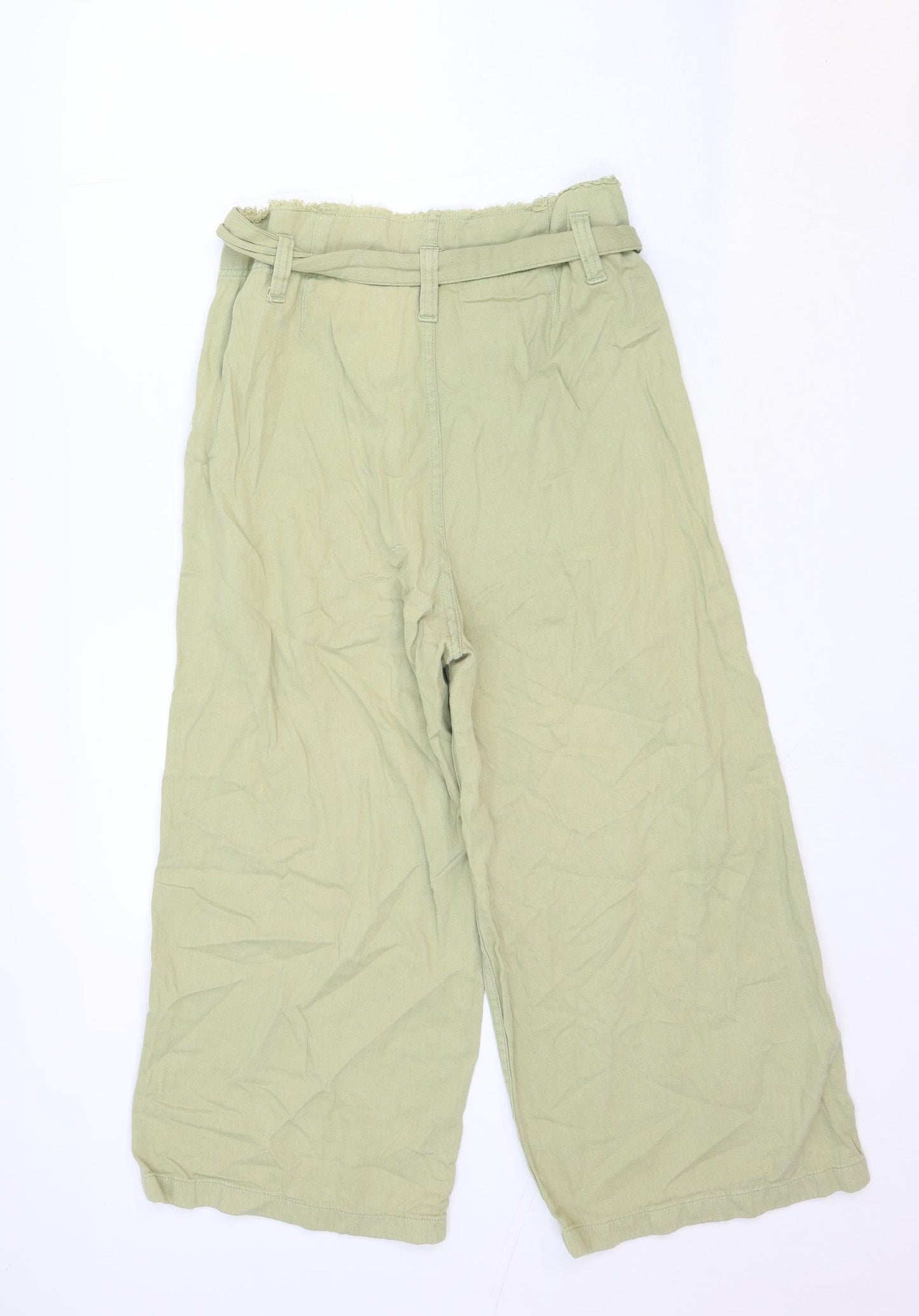 Topshop Womens Green Cotton Wide-Leg Jeans Size 10 Regular Button