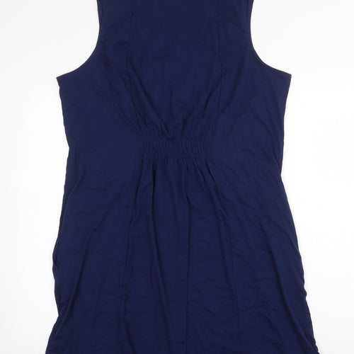 Lands' End Womens Blue 100% Cotton Tank Dress Size L Round Neck Pullover