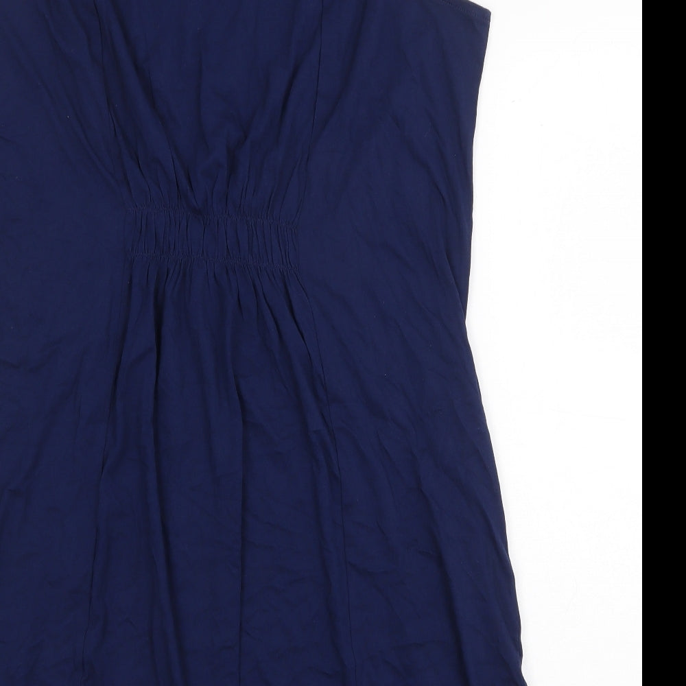 Lands' End Womens Blue 100% Cotton Tank Dress Size L Round Neck Pullover